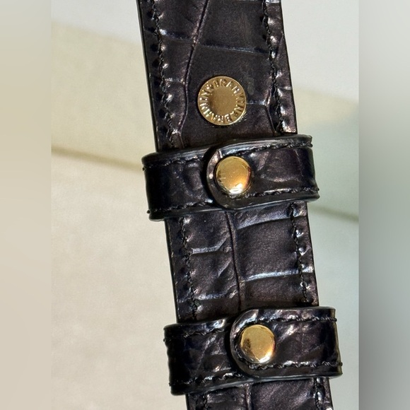 BRAHMIN Tabitha Black Crocodile-Embossed Hobo Bag with Glossy Finish - Picture 15 of 16